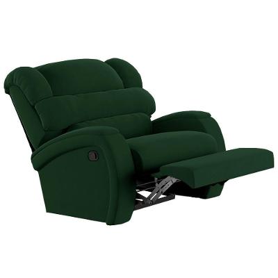 Poltrona Do Papai Reclinável Kalie Manual Gatilho Fh9 Veludo Verde - Mpozenato