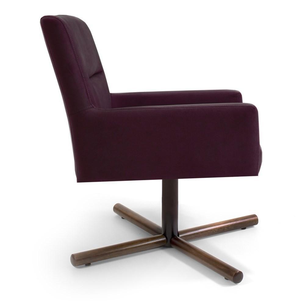 Poltrona Decorativa Giratória Base Xis Madeira Angel Veludo C-292 Uva - Domi - 4