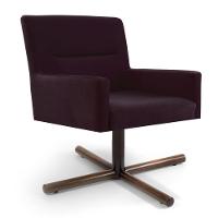 Poltrona Decorativa Giratória Base Xis Madeira Angel Veludo C-292 Uva - Domi - 1