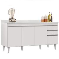 Balcão Gabinete Para Pia Com Tampo 160cm Arkansas Branco - Lumil - 1