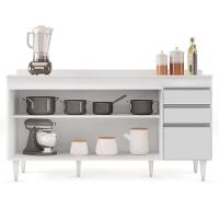 Balcão Gabinete Para Pia Com Tampo 160cm Arkansas Branco - Lumil - 3