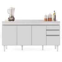 Balcão Gabinete Para Pia Com Tampo 160cm Arkansas Branco - Lumil - 7