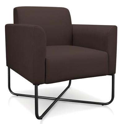 Poltrona Decorativa Base Industrial X Preta Maressa S06 Suede Marrom - Ibiza