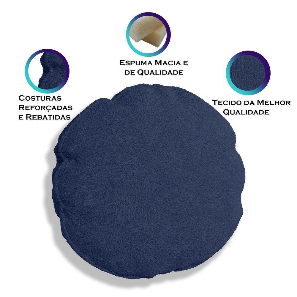 Kit 4 Almofadas Bolacha Redonda Cookie Boucle Azul Marinho - 3