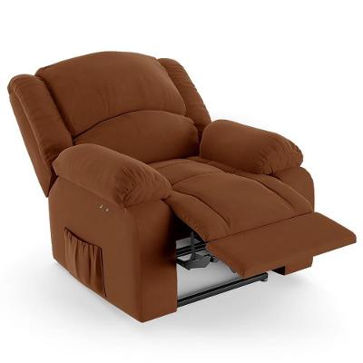 Poltrona Do Papai Reclinável Pietra Power Touch Massagem Fh9 Veludo Terracota - Mpozenato