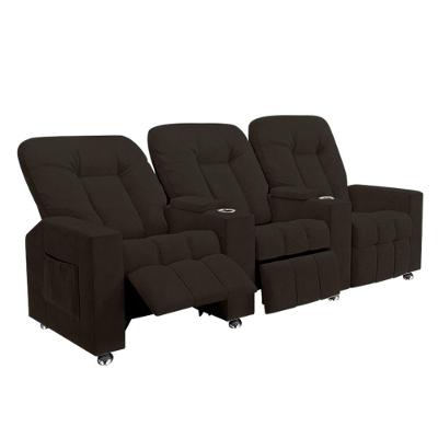 Poltrona Reclinável Para Cinema 3 Lugares Praddo Fh9 Veludo Marrom - Mpozenato