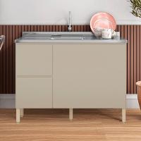 Balcão De Cozinha Com Pia Inox 120cm Minsk K02 Vanilla - Mpozenato - 2