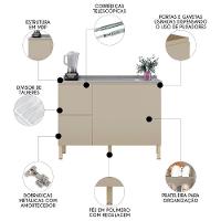 Balcão De Cozinha Com Pia Inox 120cm Minsk K02 Vanilla - Mpozenato - 3