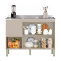 Balcão De Cozinha Com Pia Inox 120cm Minsk K02 Vanilla - Mpozenato - 5