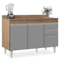 Balcão Gabinete Para Pia Com Tampo 120cm Michigan Cast-cinza - Lumil - 1