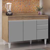 Balcão Gabinete Para Pia Com Tampo 120cm Michigan Cast-cinza - Lumil - 2