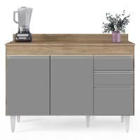 Balcão Gabinete Para Pia Com Tampo 120cm Michigan Cast-cinza - Lumil - 7