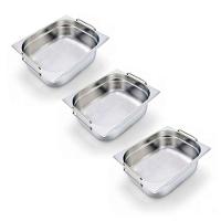 Kit 3 Cubas Gastronômica Inox Gn 1/2 150mm Com Alça Prateada - 1