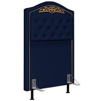 Cabeceira Cama Box Solteiro 90cm Com Tachas Imperial Veludo J02 Azul - Mpozenato - 1