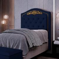 Cabeceira Cama Box Solteiro 90cm Com Tachas Imperial Veludo J02 Azul - Mpozenato - 2