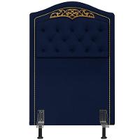 Cabeceira Cama Box Solteiro 90cm Com Tachas Imperial Veludo J02 Azul - Mpozenato - 3