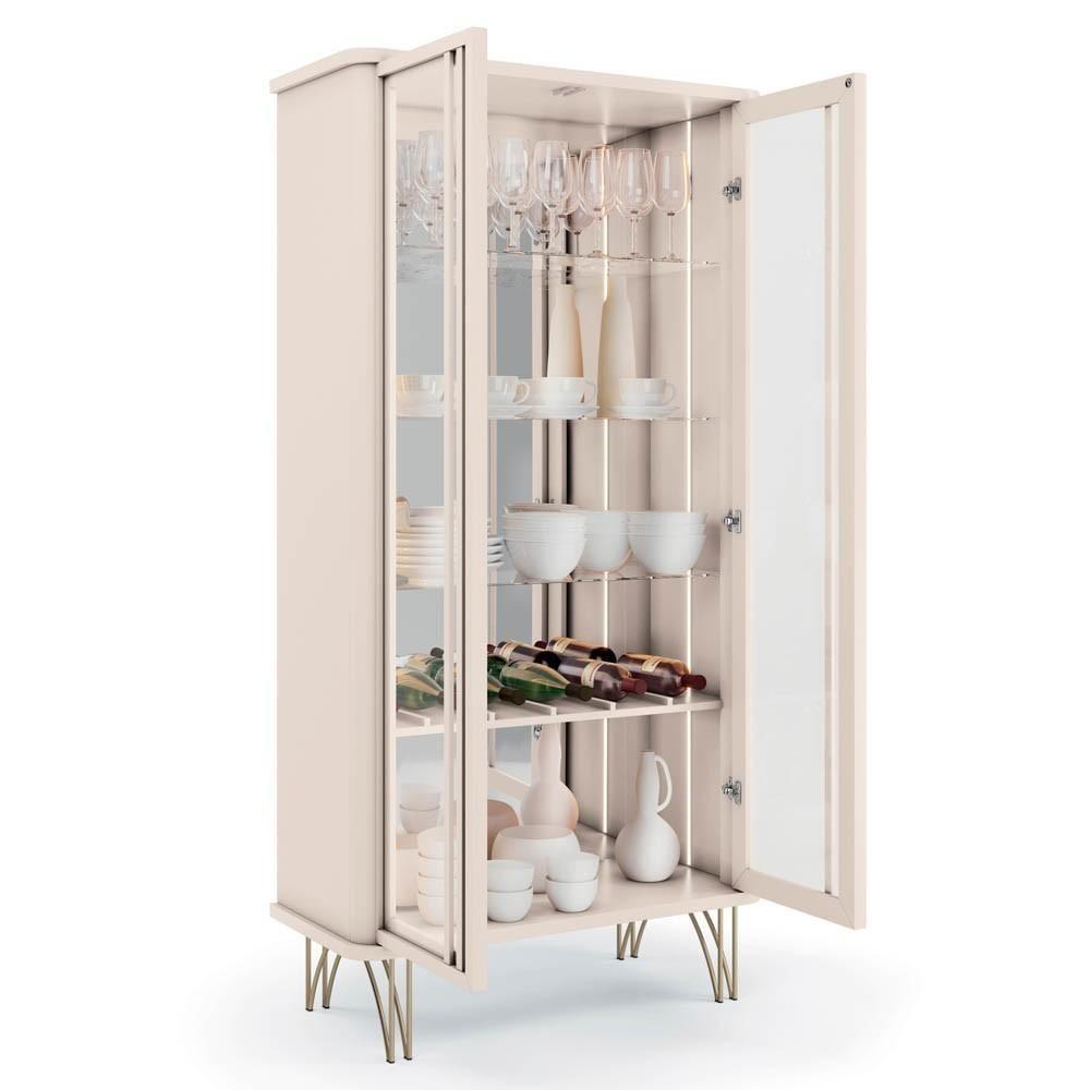 Balcão Buffet Piacente Com Cristaleira Alvora H01 Off White - Mpozenato - 6