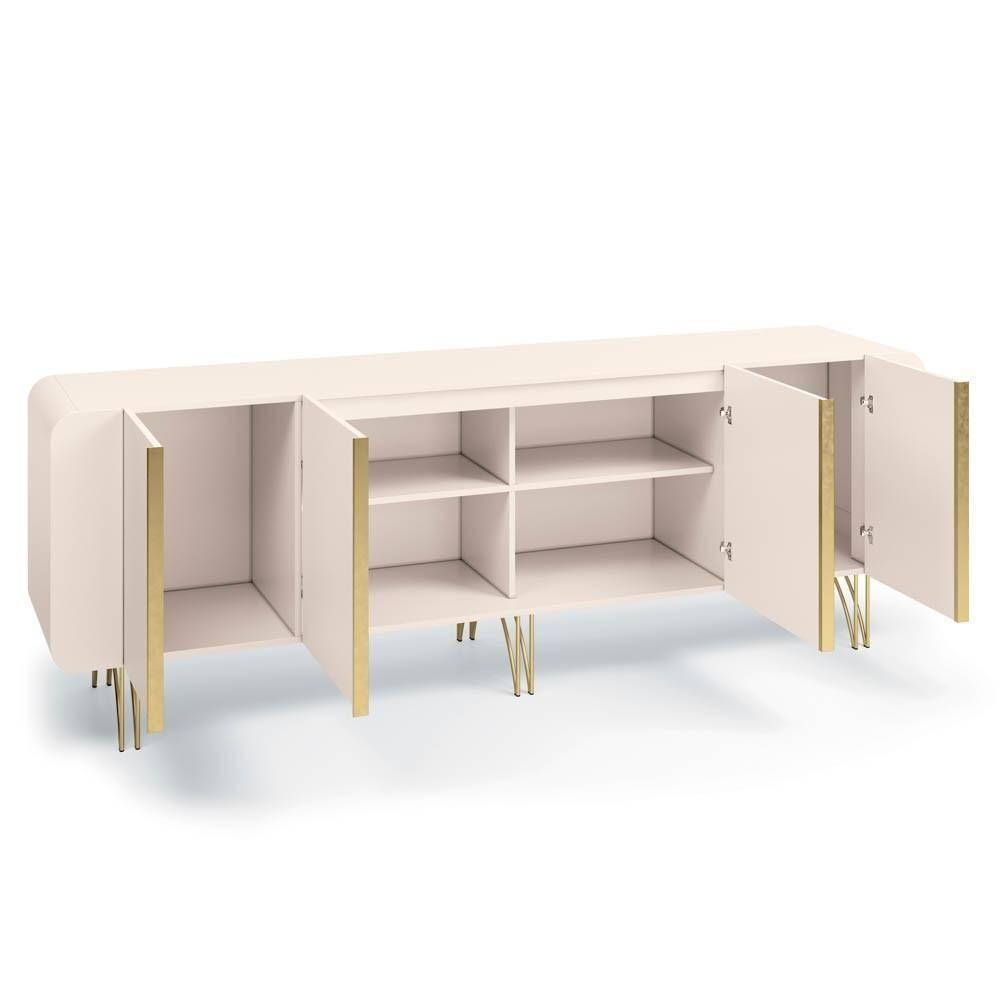 Balcão Buffet Piacente Com Cristaleira Alvora H01 Off White - Mpozenato - 7