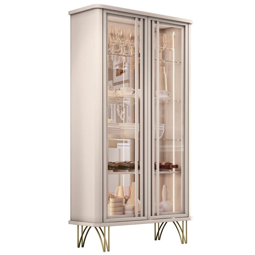 Balcão Buffet Piacente Com Cristaleira Alvora H01 Off White - Mpozenato - 8