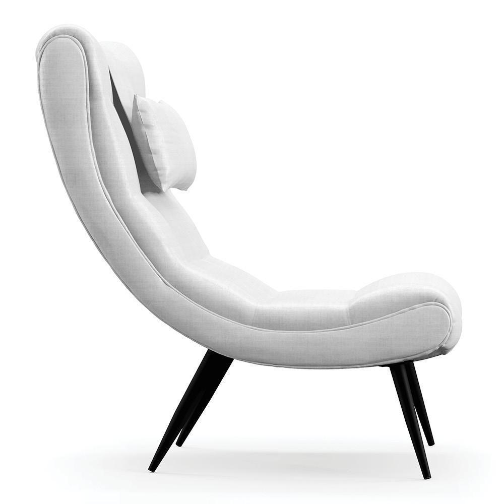 Poltrona Decorativa Para Sala De Estar Com Almofada E Pés Palito Lord Facto Dunas Branco - Ibiza - 6