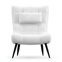 Poltrona Decorativa Para Sala De Estar Com Almofada E Pés Palito Lord Facto Dunas Branco - Ibiza - 7