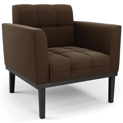 Poltrona Decorativa Ana Suede Marrom Base Madeira Preto Ibiza