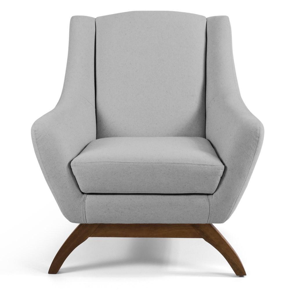 Poltrona Decorativa Base Manu Madeira Juliet Linho D-315 Cinza Claro - Domi - 2