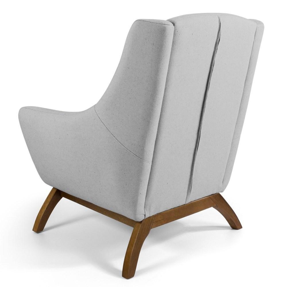 Poltrona Decorativa Base Manu Madeira Juliet Linho D-315 Cinza Claro - Domi - 4