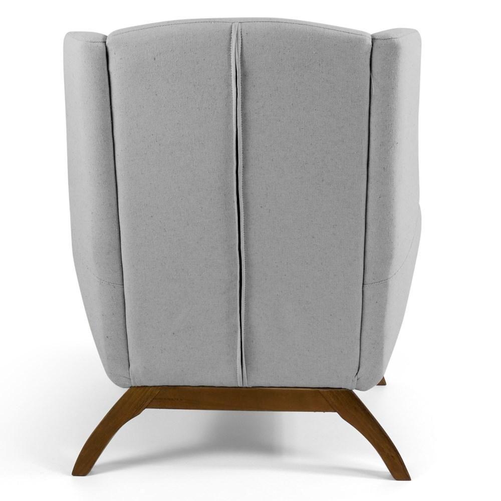 Poltrona Decorativa Base Manu Madeira Juliet Linho D-315 Cinza Claro - Domi - 5