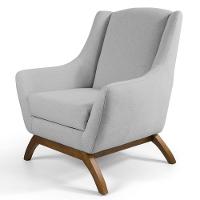 Poltrona Decorativa Base Manu Madeira Juliet Linho D-315 Cinza Claro - Domi - 1