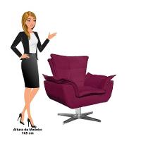 Poltrona Decorativa Sala De Estar Base Giratória Cromada Opla Suede Vinho - Ibiza - 5