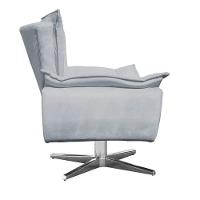 Poltrona Decorativa Sala De Estar Base Giratória Cromada Opla Suede Cinza - Ibiza - 3