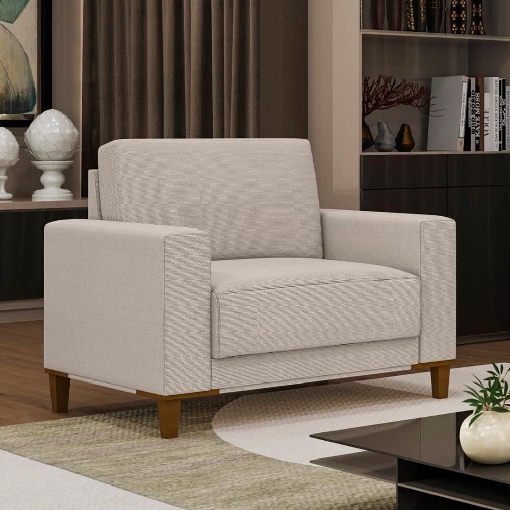 Poltrona Decorativa Sala De Estar Living Zaire M22 Linho Areia - Mpozenato - 2