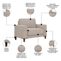 Poltrona Decorativa Sala De Estar Living Zaire M22 Linho Areia - Mpozenato - 3