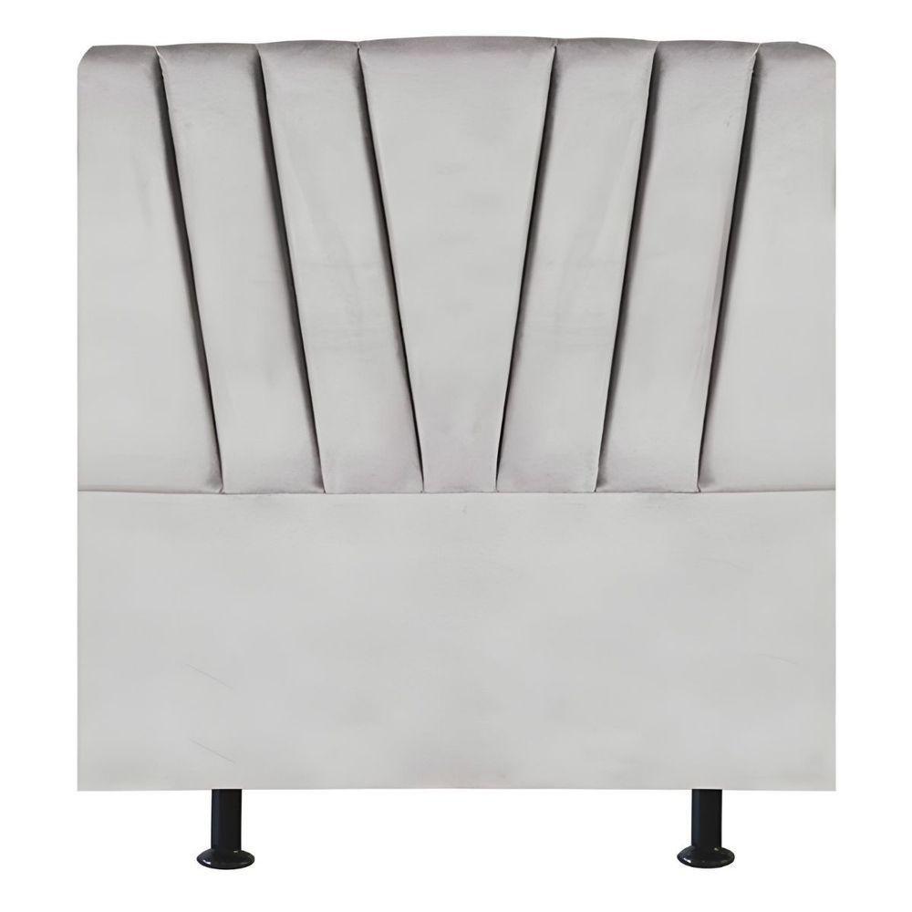 Cabeceira Solteiro Cama Box Estofada 100 Cm Lile Suede Cinza Claro - 2