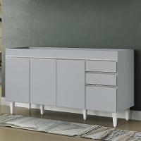 Balcão De Cozinha Para Pia 150cm 4 Portas Sem Tampo Marrocos Cinza Claro - Lumil - 2