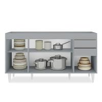 Balcão De Cozinha Para Pia 150cm 4 Portas Sem Tampo Marrocos Cinza Claro - Lumil - 7