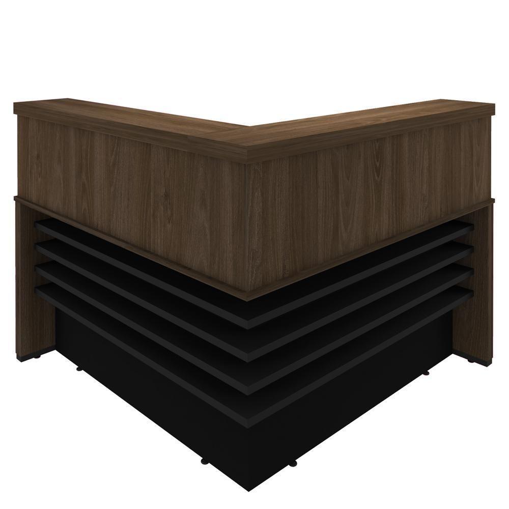 Balcão De Atendimento Em L Tamburato A06 Marrom-preto - Mpozenato - 1