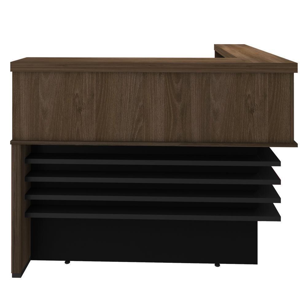 Balcão De Atendimento Em L Tamburato A06 Marrom-preto - Mpozenato - 3