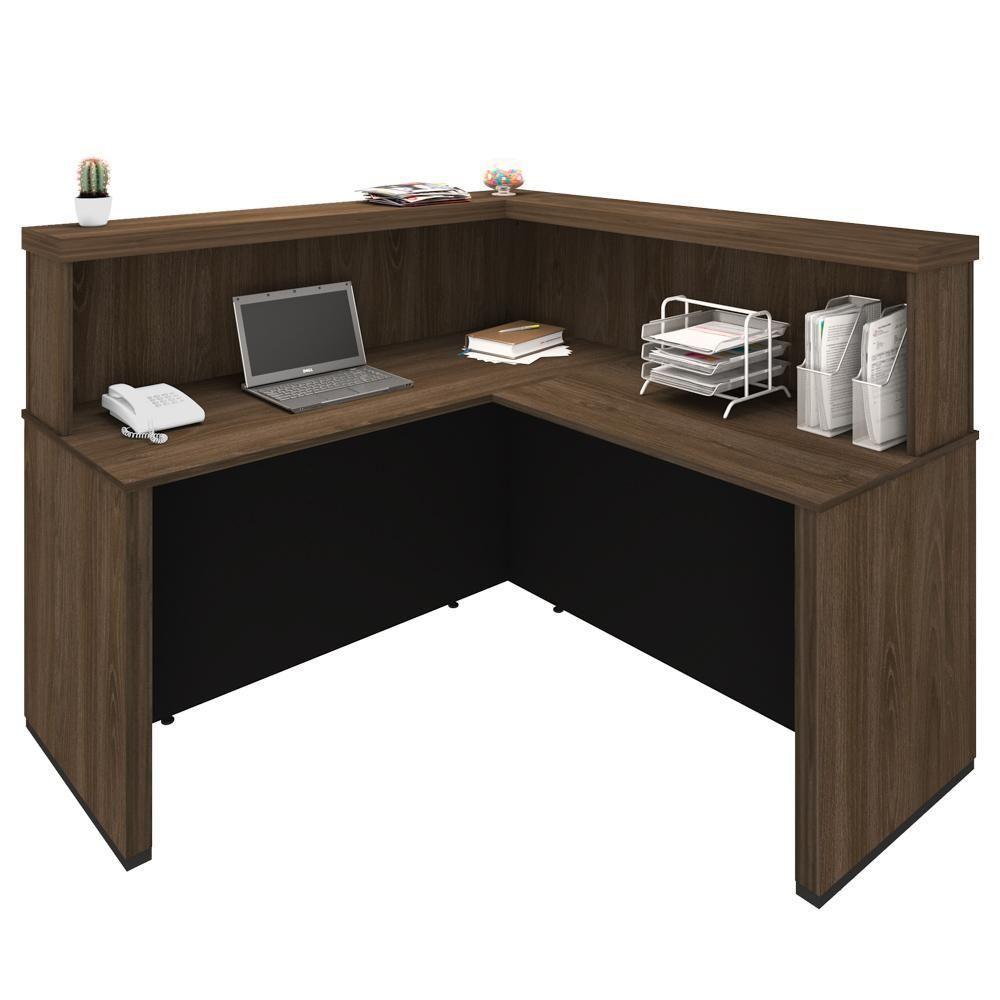 Balcão De Atendimento Em L Tamburato A06 Marrom-preto - Mpozenato - 8