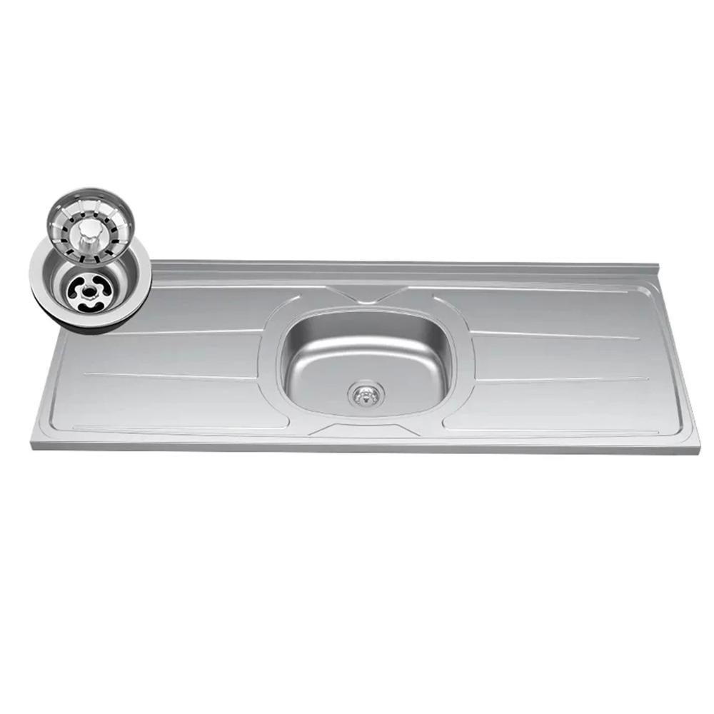 Balcão De Cozinha Com Pia Inox 120cm 3 Portas Manu Branco - Ajl Móveis - 3
