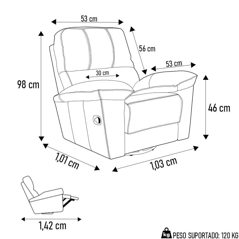 Poltrona Do Papai Reclinável Retrátil Félix L07 Couro Marrom Café - Mpozenato - 4