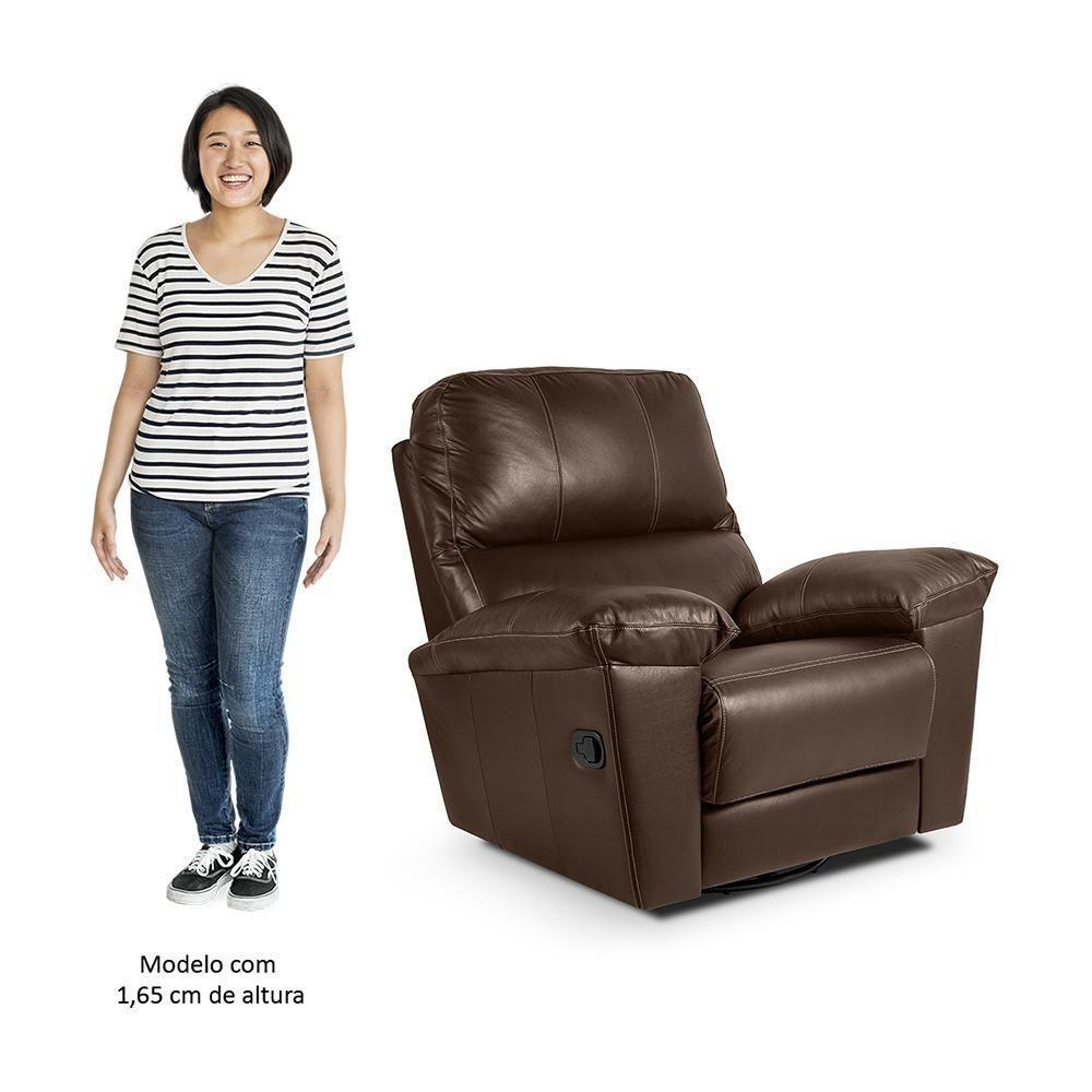 Poltrona Do Papai Reclinável Retrátil Félix L07 Couro Marrom Café - Mpozenato - 5