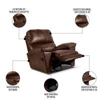 Poltrona Do Papai Reclinável Retrátil Félix L07 Couro Marrom Café - Mpozenato - 3