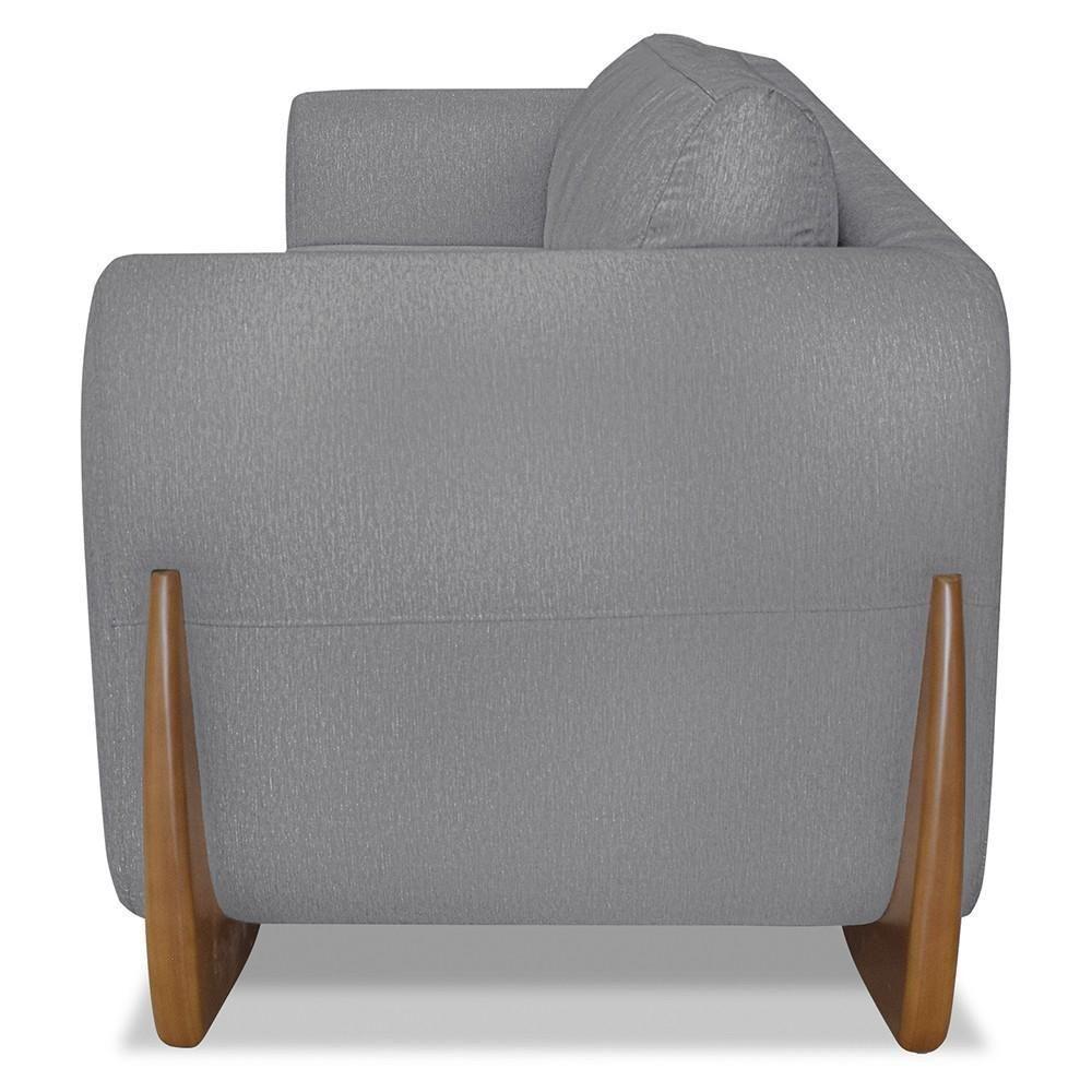 Poltrona Para Sala Base De Madeira Izzy S06 Linho Cinza - Mpozenato - 7