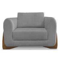 Poltrona Para Sala Base De Madeira Izzy S06 Linho Cinza - Mpozenato - 5