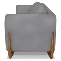 Poltrona Para Sala Base De Madeira Izzy S06 Linho Cinza - Mpozenato - 7