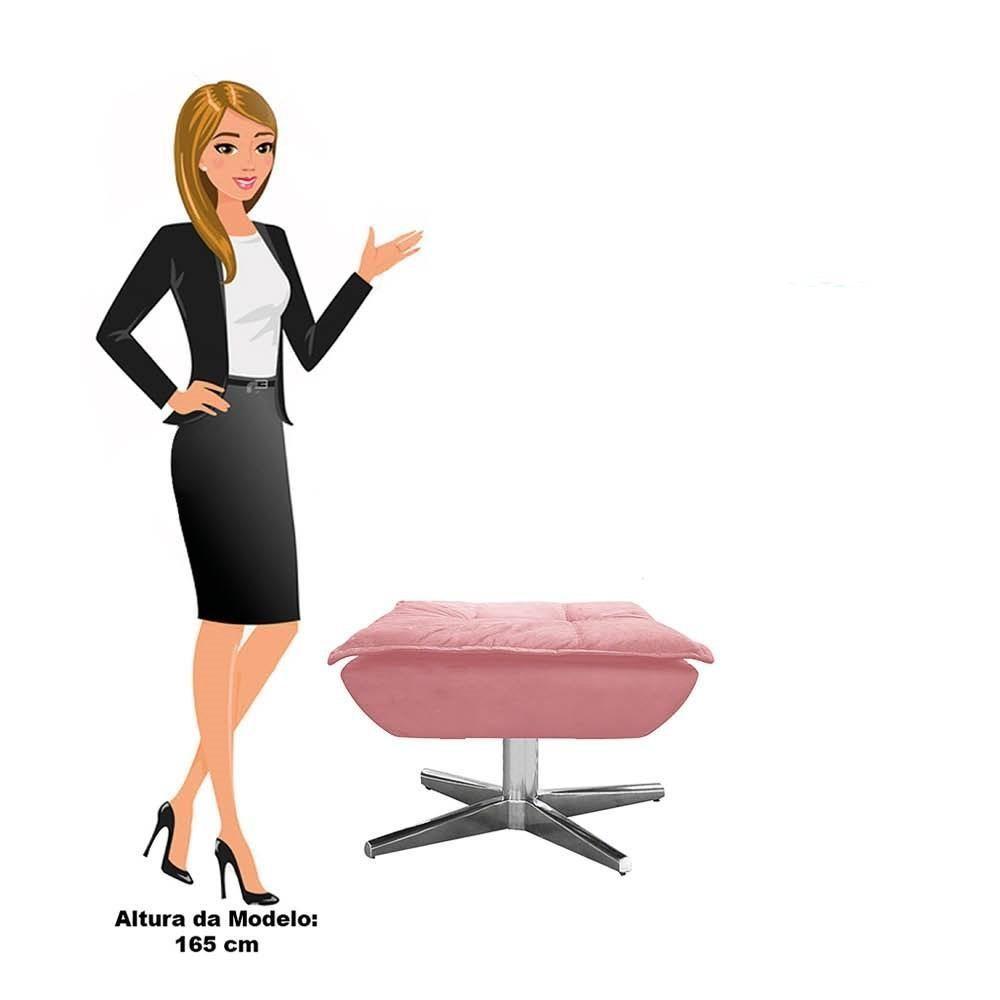 Kit 2 Puffs Decorativos Sala De Estar Giratória Cromada Opla Suede Rose - Ibiza - 4