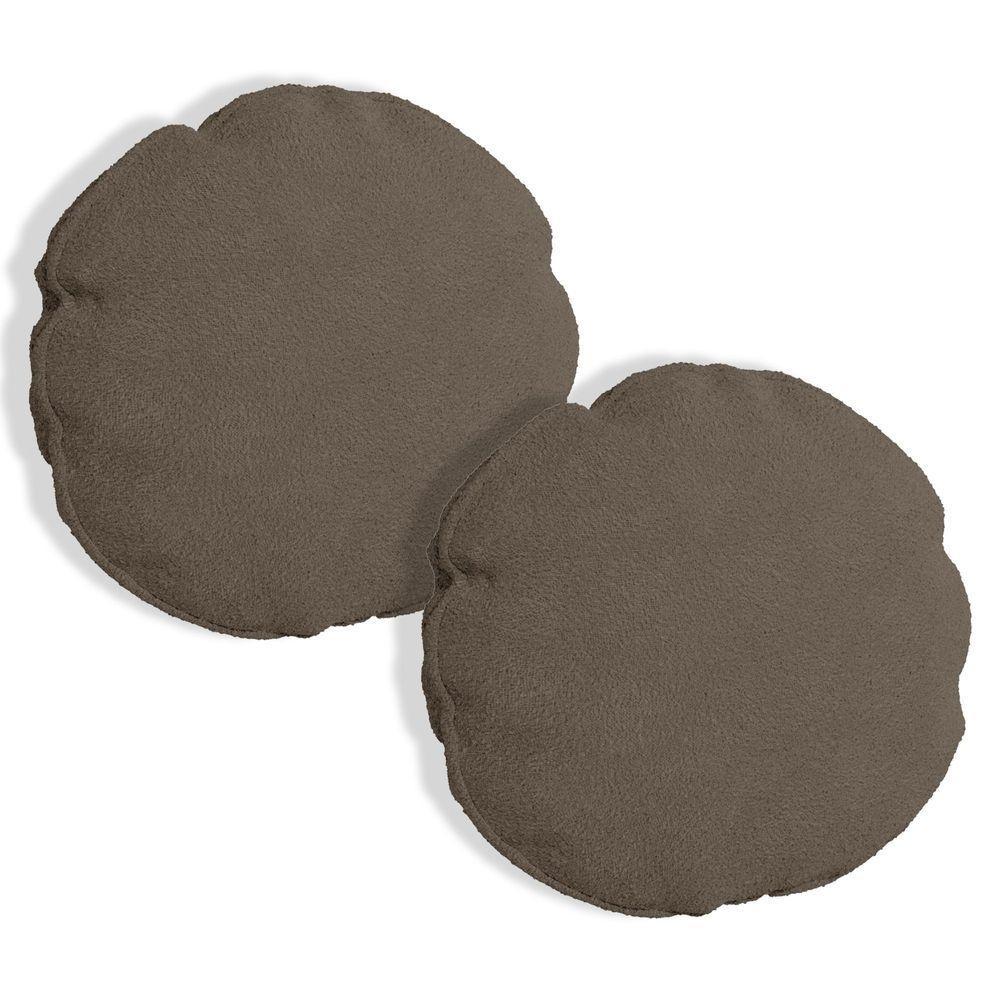 Kit 2 Almofadas Bolacha Redonda Cookie Boucle Marrom - 1