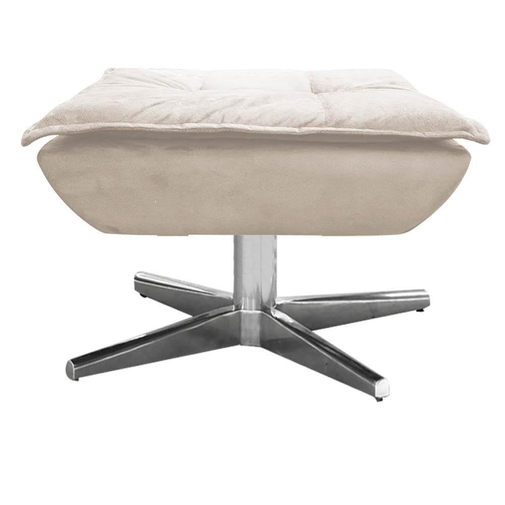 Kit 2 Puffs Decorativos Sala De Estar Giratória Cromada Opla Suede Bege - Ibiza - 2